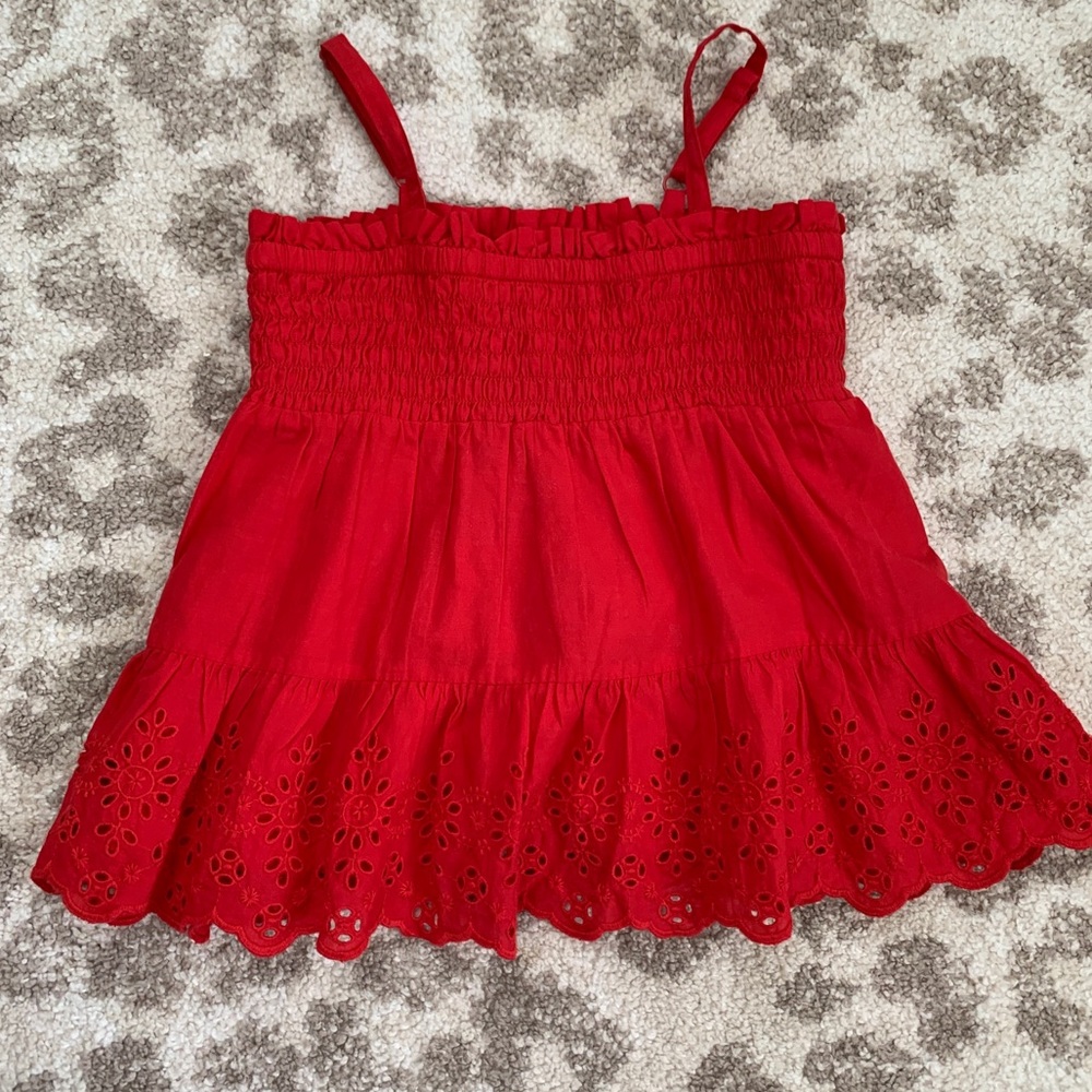Girls Red Eyelet Tanktop - size 6-7 - GAP